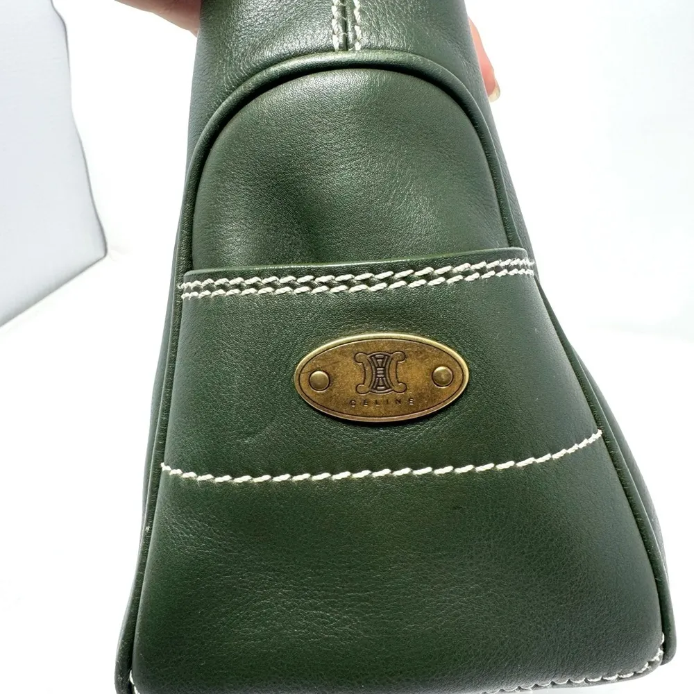 Celine Boogie Bag Vintage Green Leather Top Handle Handbag - Image 5