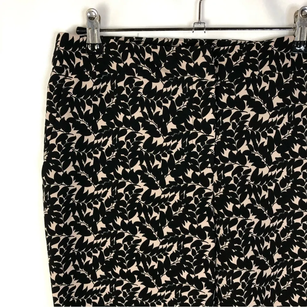 Cynthia Rowley Black & Beige Floral Straight Leg Dress Pants 6 - Image 3