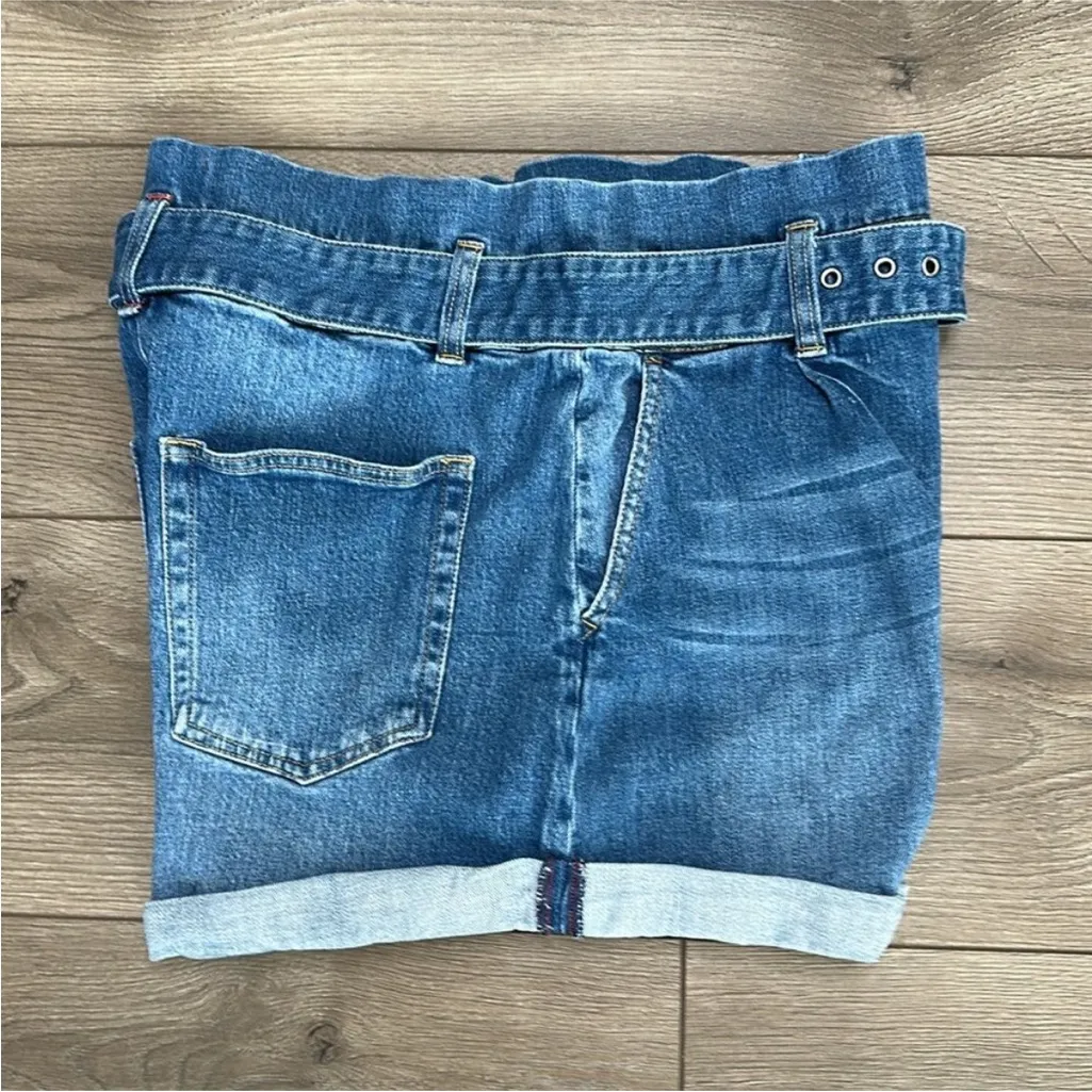 Alice + Olivia Rosemary High Rise Belted Stretch Blue Jean Shorts Size 31 - Image 3