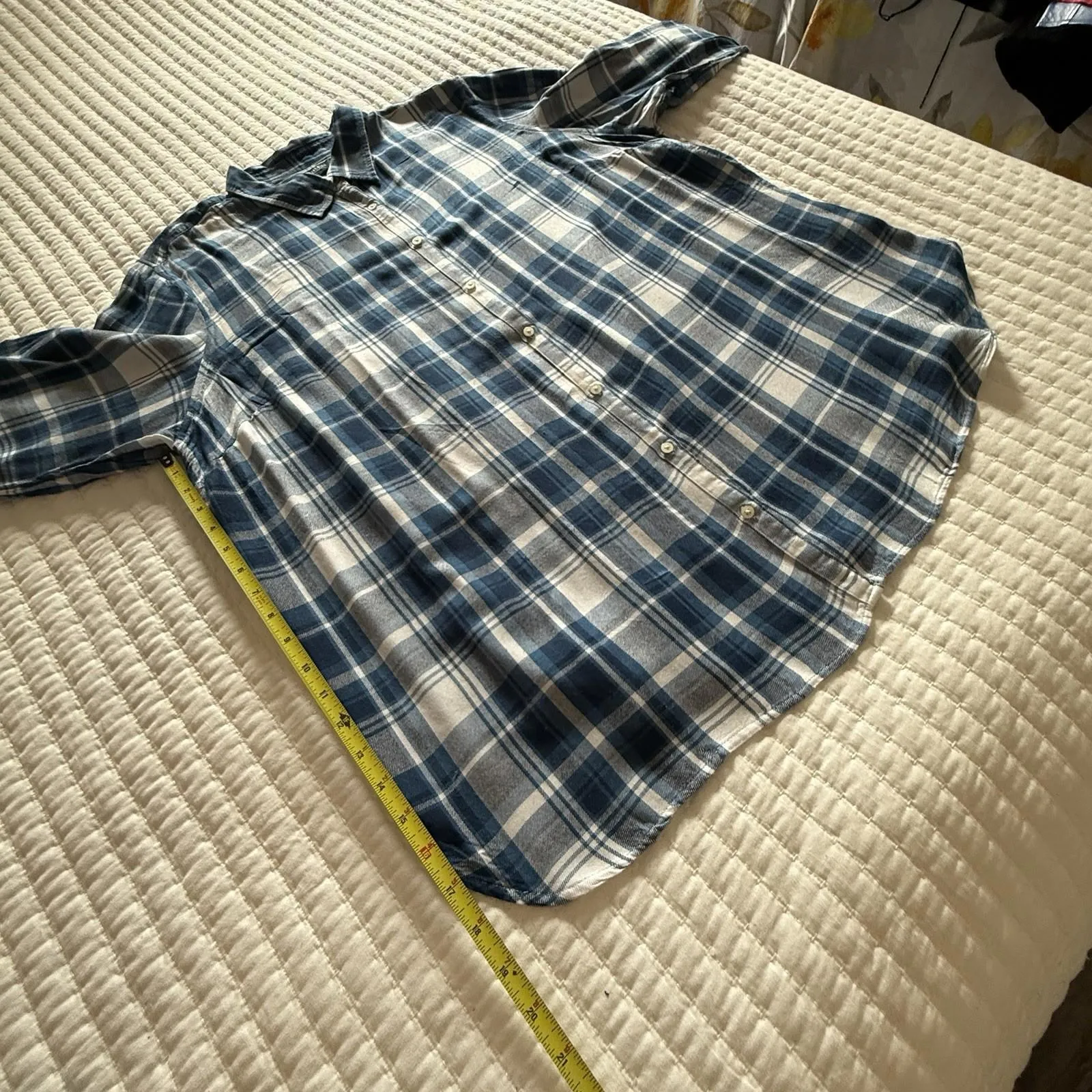 Lauren Ralph Lauren Button Up Collared Flannel Shirt Blue White Plaid Sz 3X - Image 2