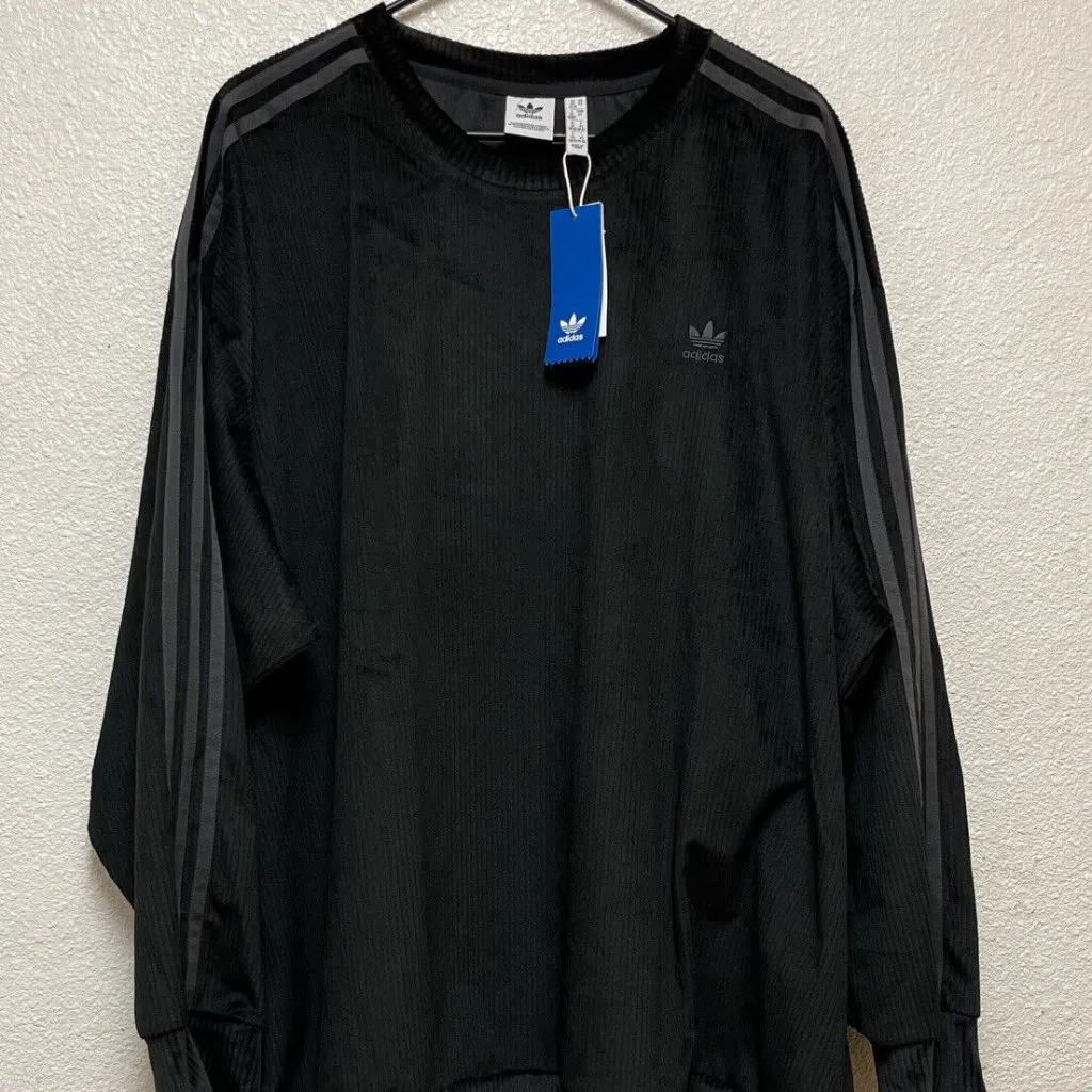 🔥ADIDAS Women LS Trefoil Black Velvet Crew Sweatershirts Original SIZE 1X NWT - Image 7