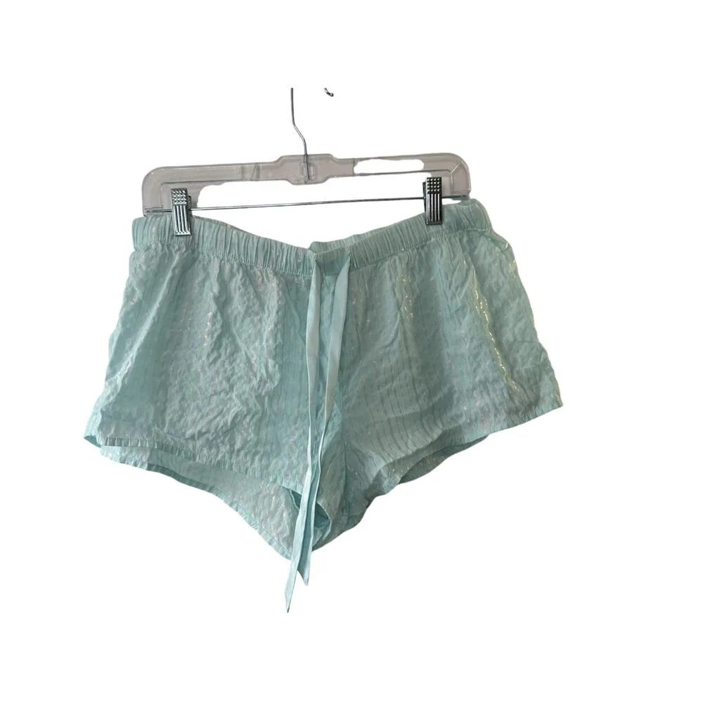 Victoria's Secret Blue & Silver Stripe Cotton Blend Pajama Shorts Women's Large - Image 5