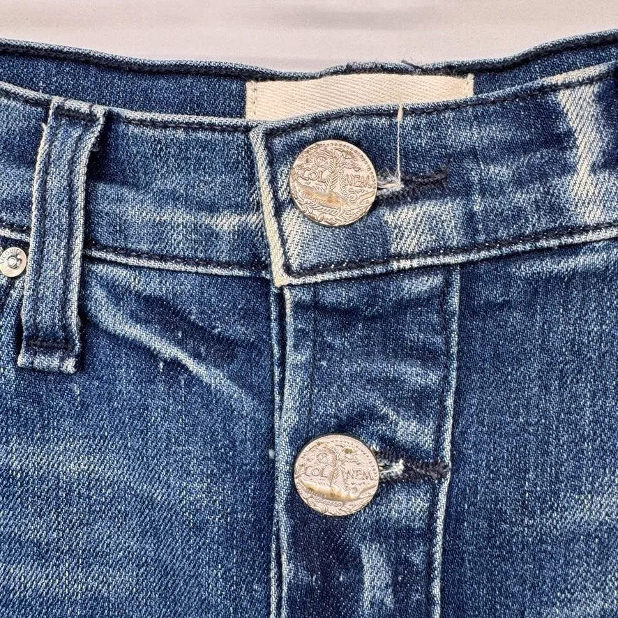 mcguire denim Blue Jean Button Front Skirt Womens 28 Denim Distressed Pockets - Image 5