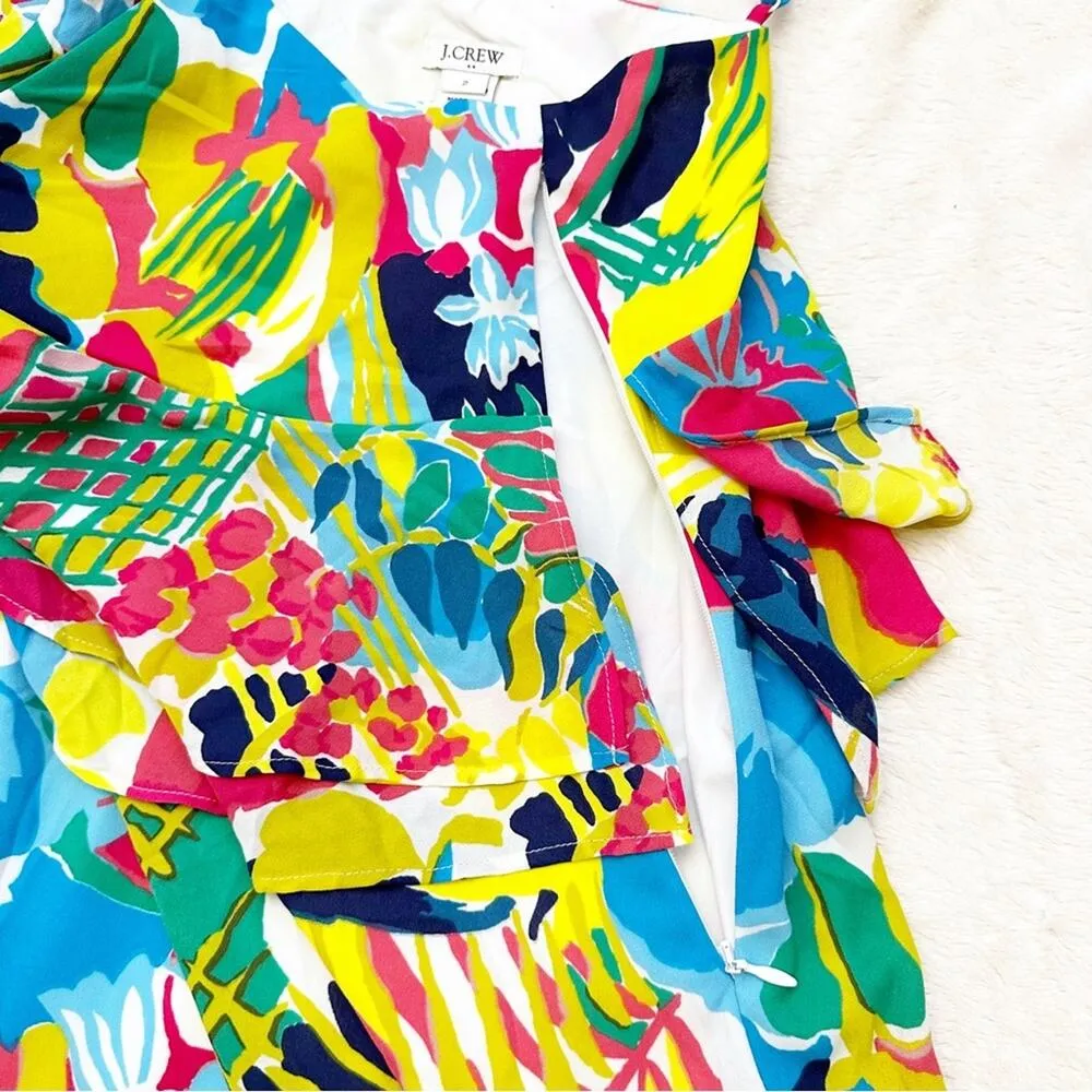 Women's J. Crew colorful sun dress sz 2 Spaghetti Strap Dress Palm Print dress - Image 7