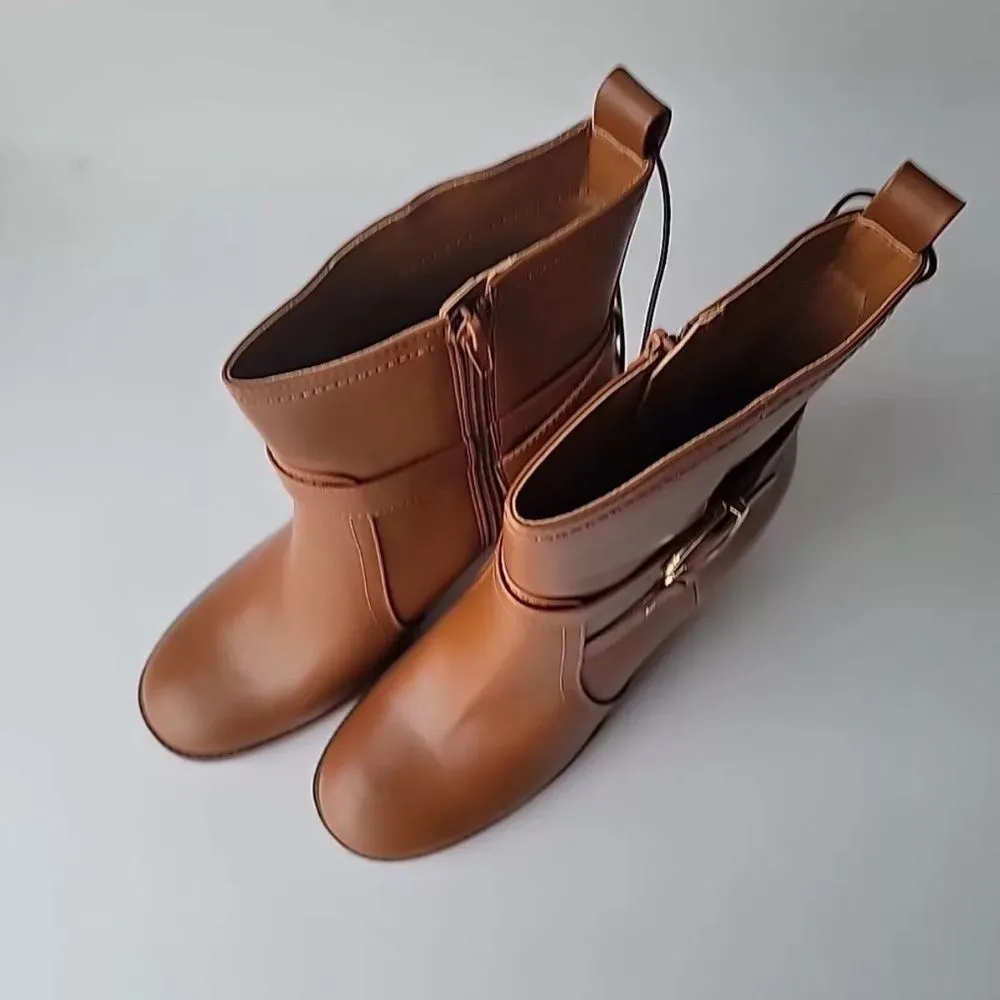 Liz Claiborne Womens Olinda Block Heel Booties Brown Size 10M - Image 7