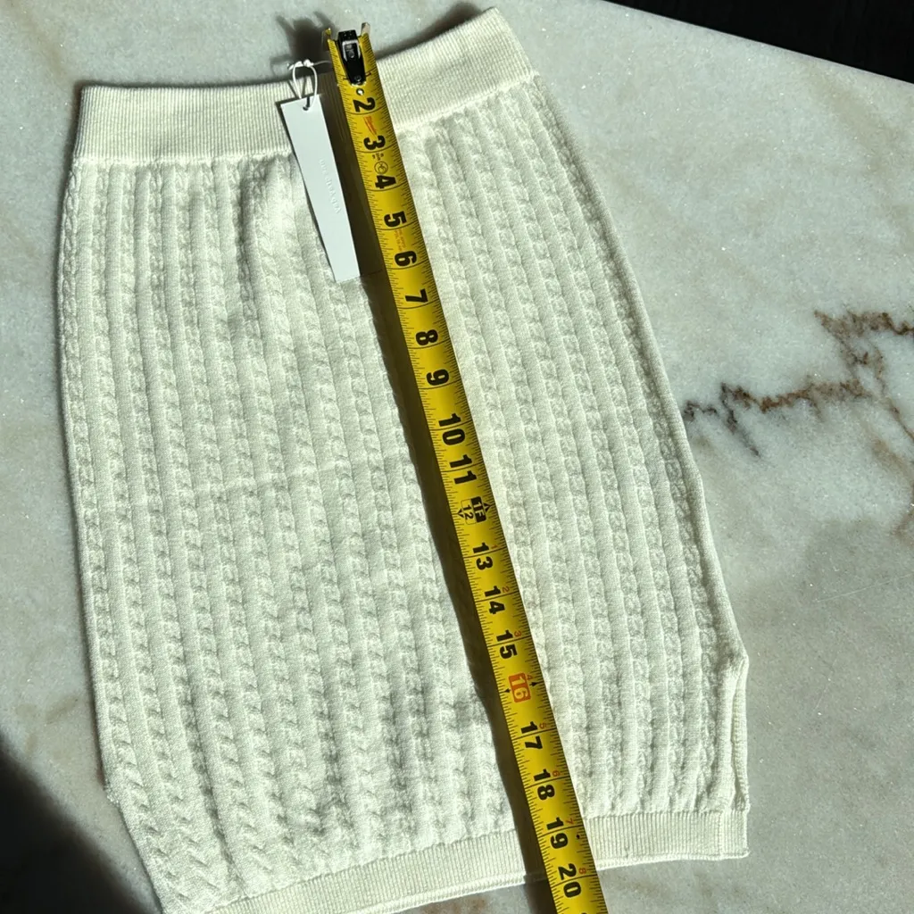 One Grey Day cable knit mini midi silk blend skirt NWT White - Image 7