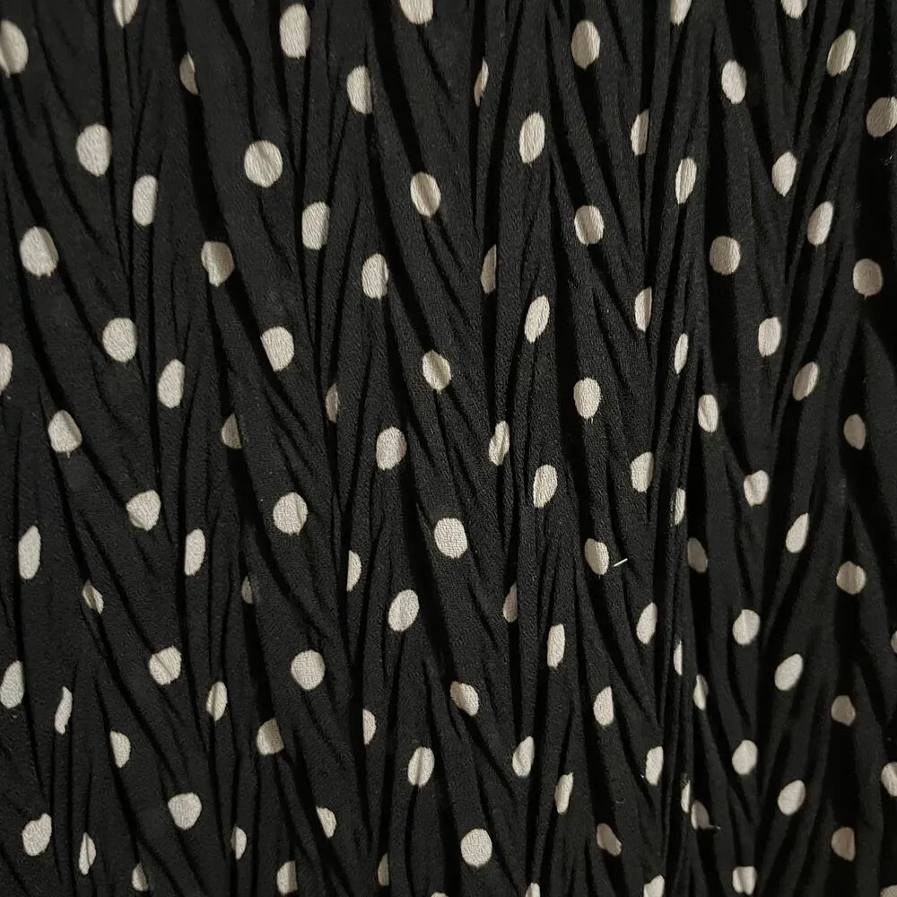 Vintage Le Grange Blouse Womens Size Small Crinkle Polka Dot Top Business Casual Black - Image 2