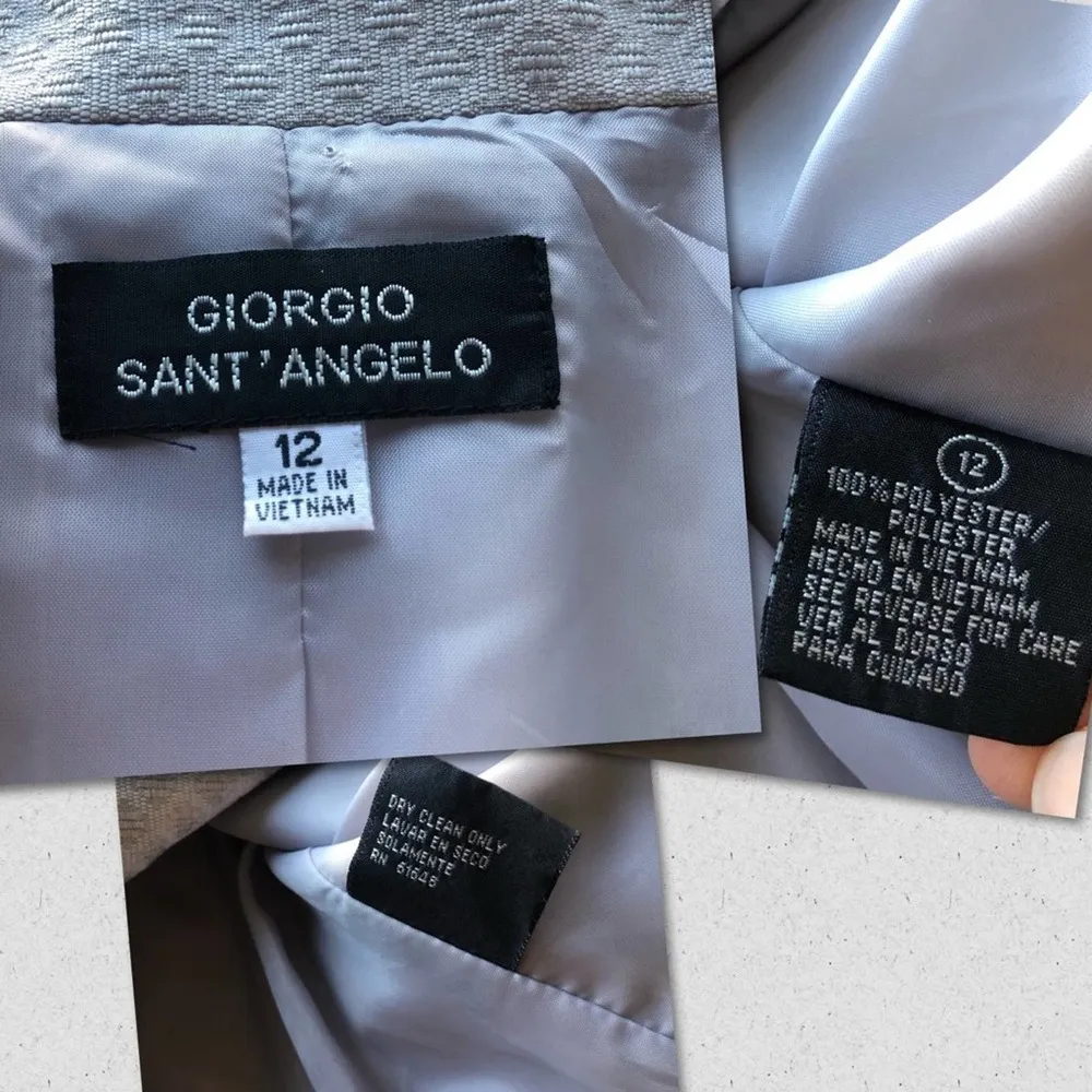 GIORGIO SANT’ ANGELO suit Jacket Blazer Gray Size 12 formal wedding business - Image 7