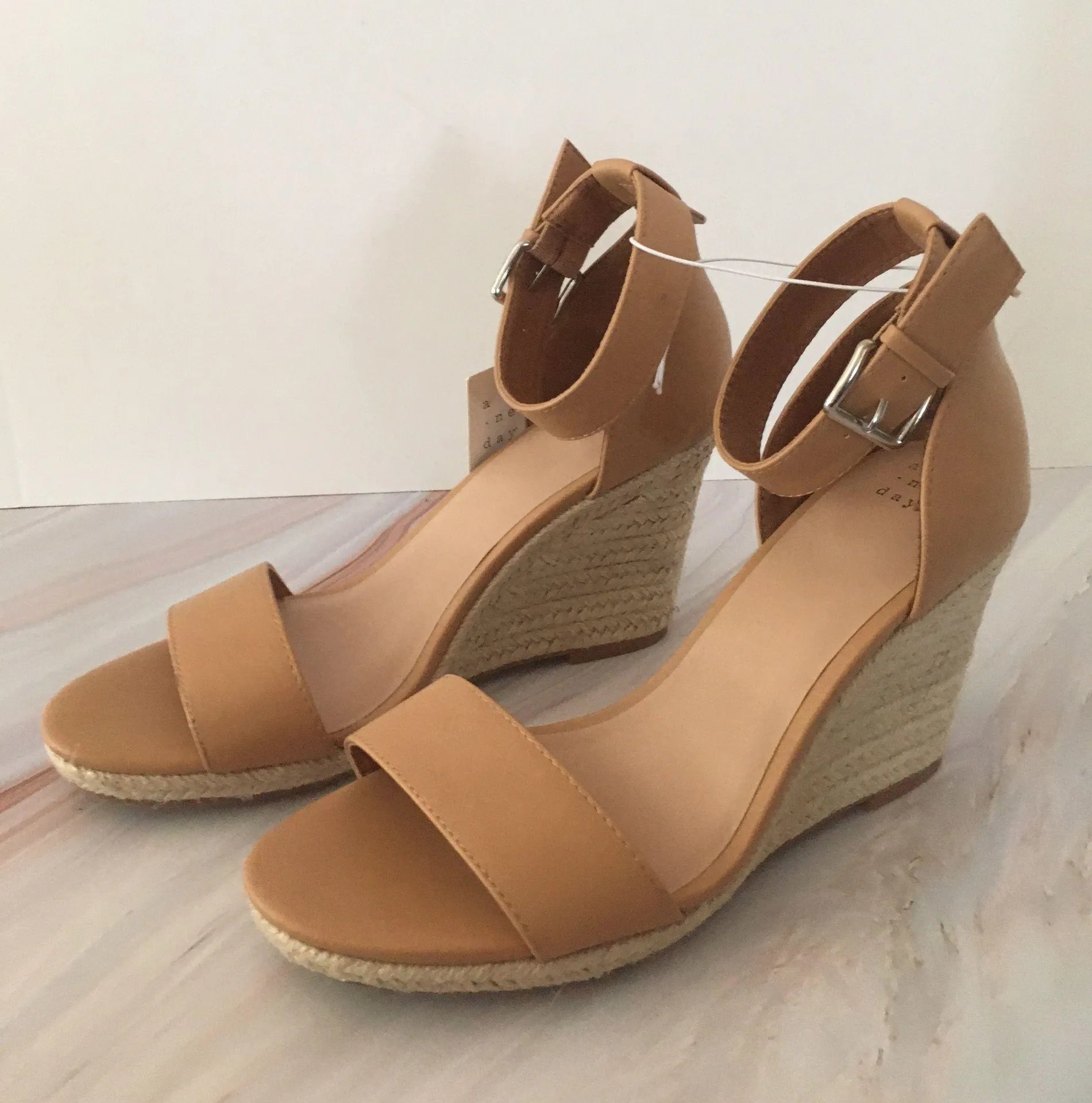 Wedge Espadrille Sandals, Size 10 Tan - Image 2