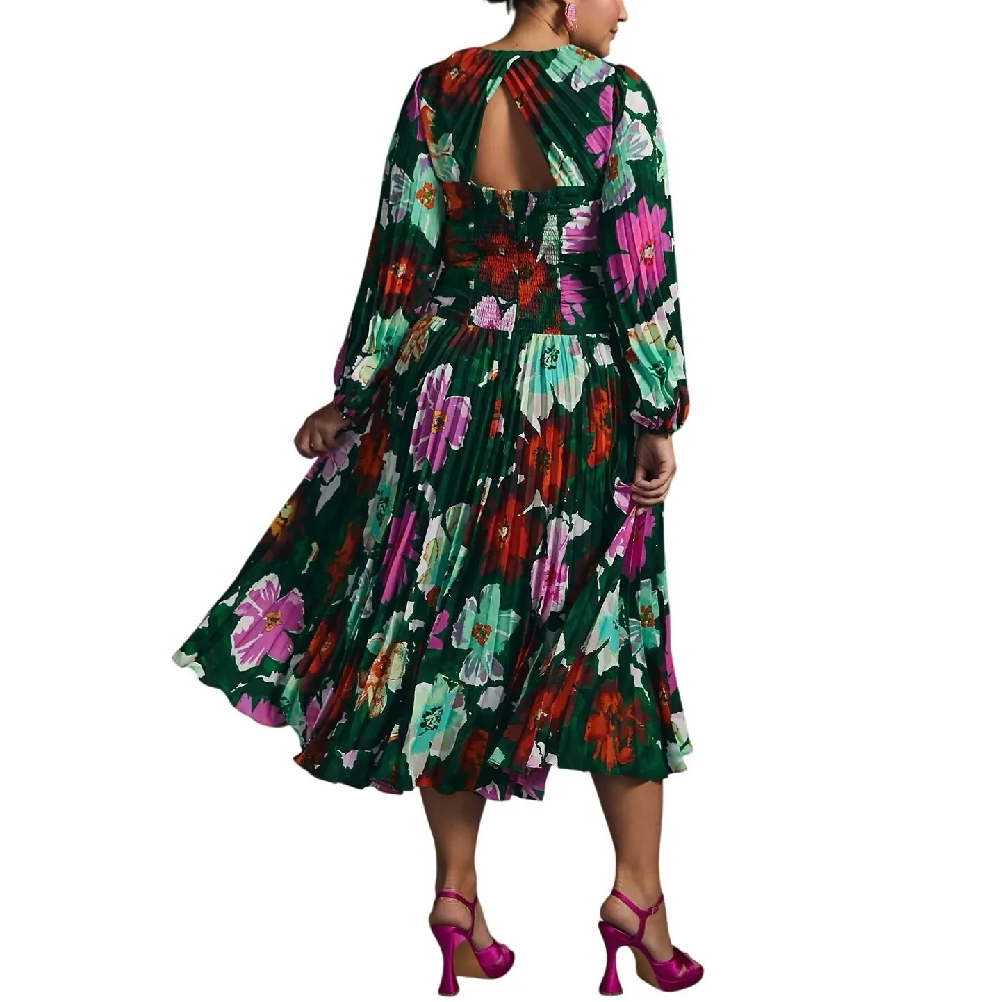 BY ANTHROPOLOGIE Pleated V-Neck Dress Size 14P New without Tag MSRP $220 SOO - Image 5