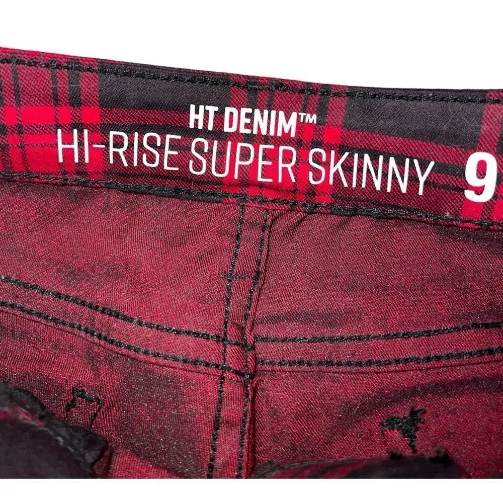 Hot topic cute red and black plaid skinny hi-rise jeans! New - Image 6
