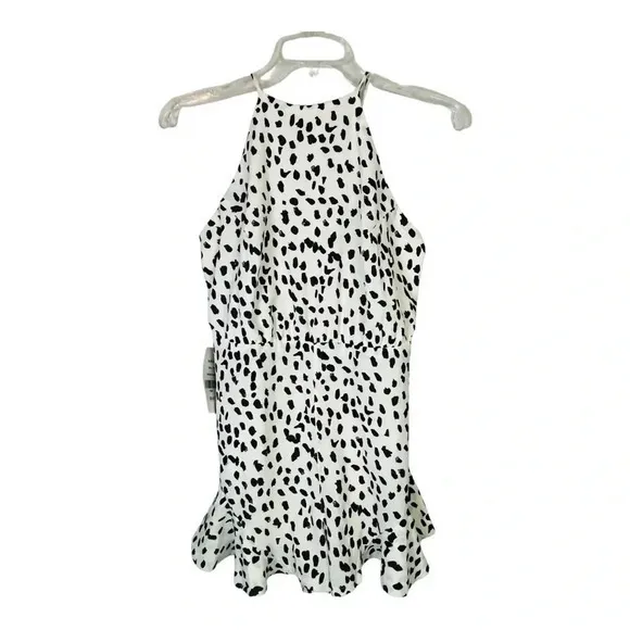 She + Sky Black and White Spotted Short Open Back Romper Women‎ Size Large NWT - Image 3