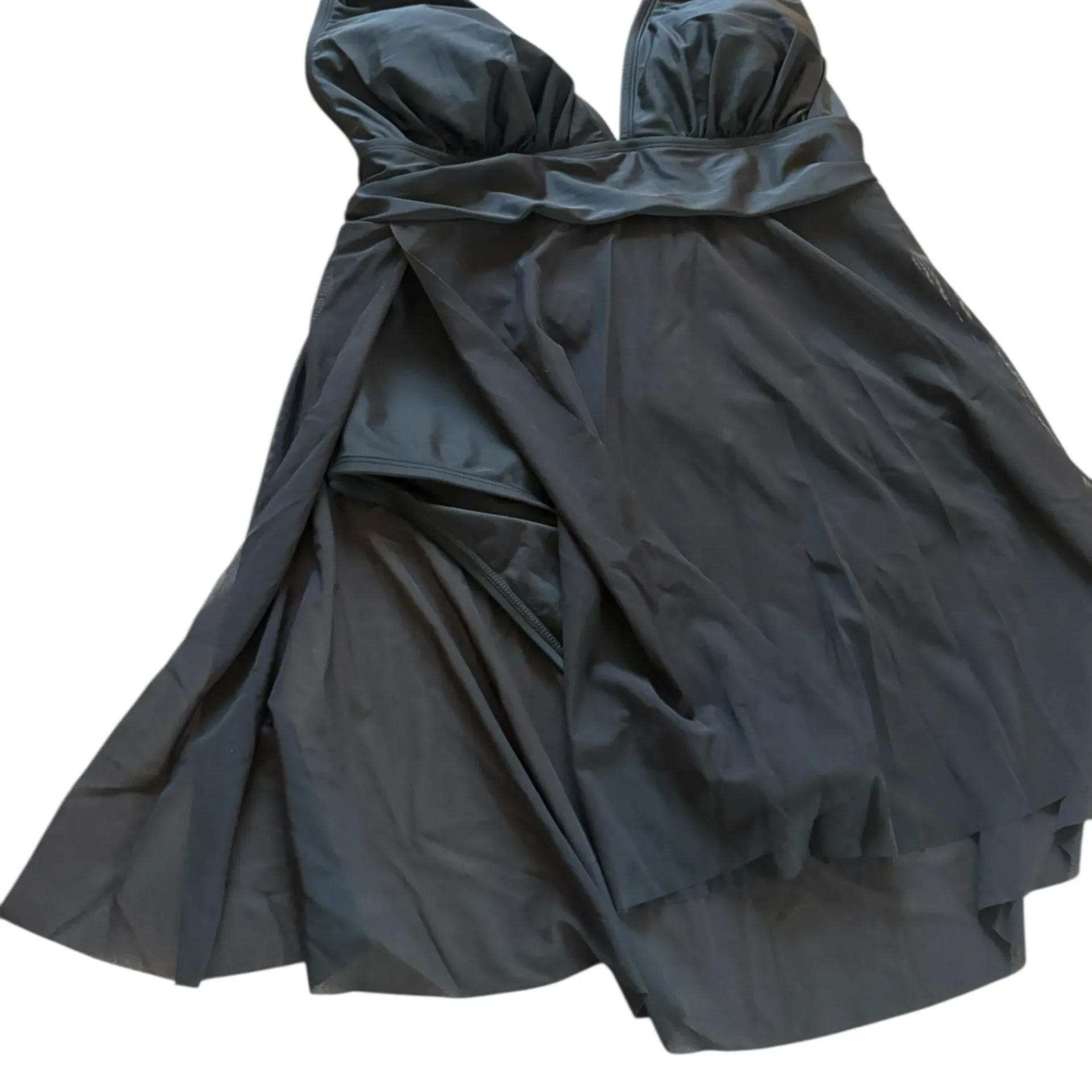 Cupshe Black One Piece Swimsuit Dress Halter Top Tummy Control Womens 1X NEW - Image 5