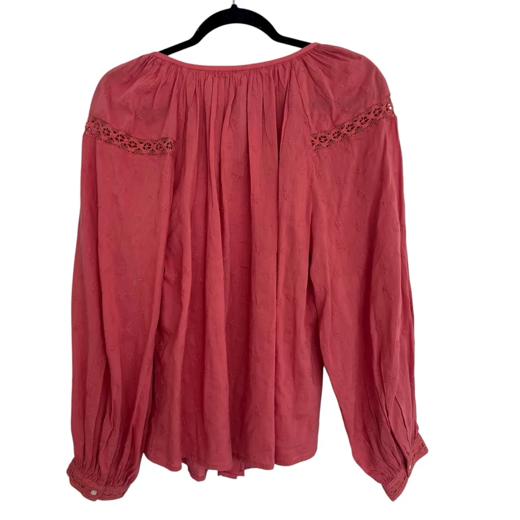 NWT old navy embroidered balloon sleeve peasant‎ blouse button prairie boho - Image 2