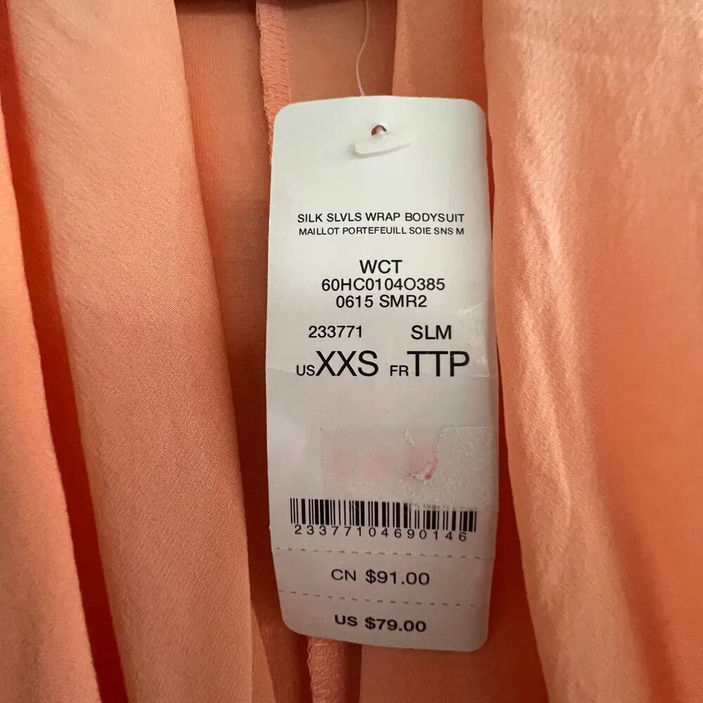 Bebe XXS NWT Pink Mulberry Silk Blend Bodysuit Top Sleeveless Deep V Neck - Image 9