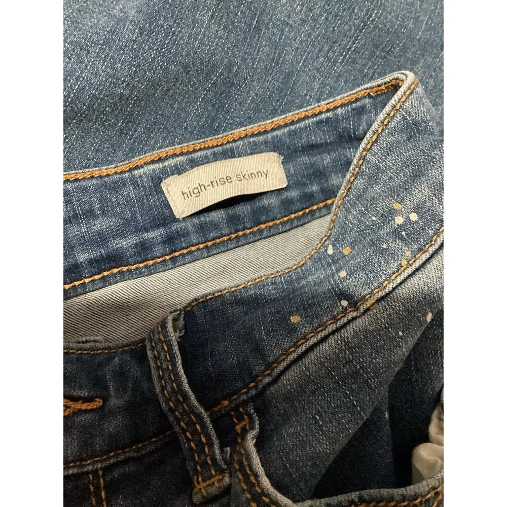 Social Standard Womens Sparkle Splatter High Rise Skinny Jeans Medium Wash 28 Blue - Image 7