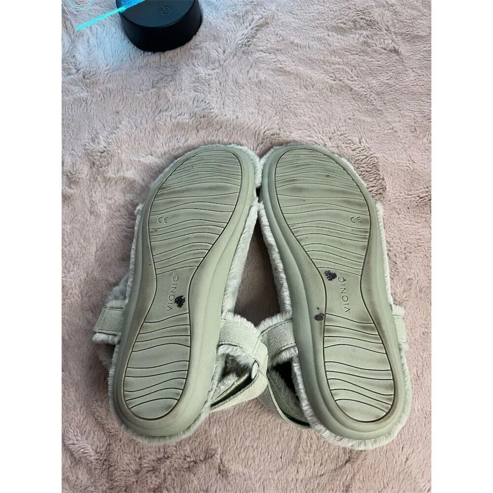 Vionic Viva Women's Suede Slingback Sandals Green Size 9 Adjustable Fuzzy - Image 7