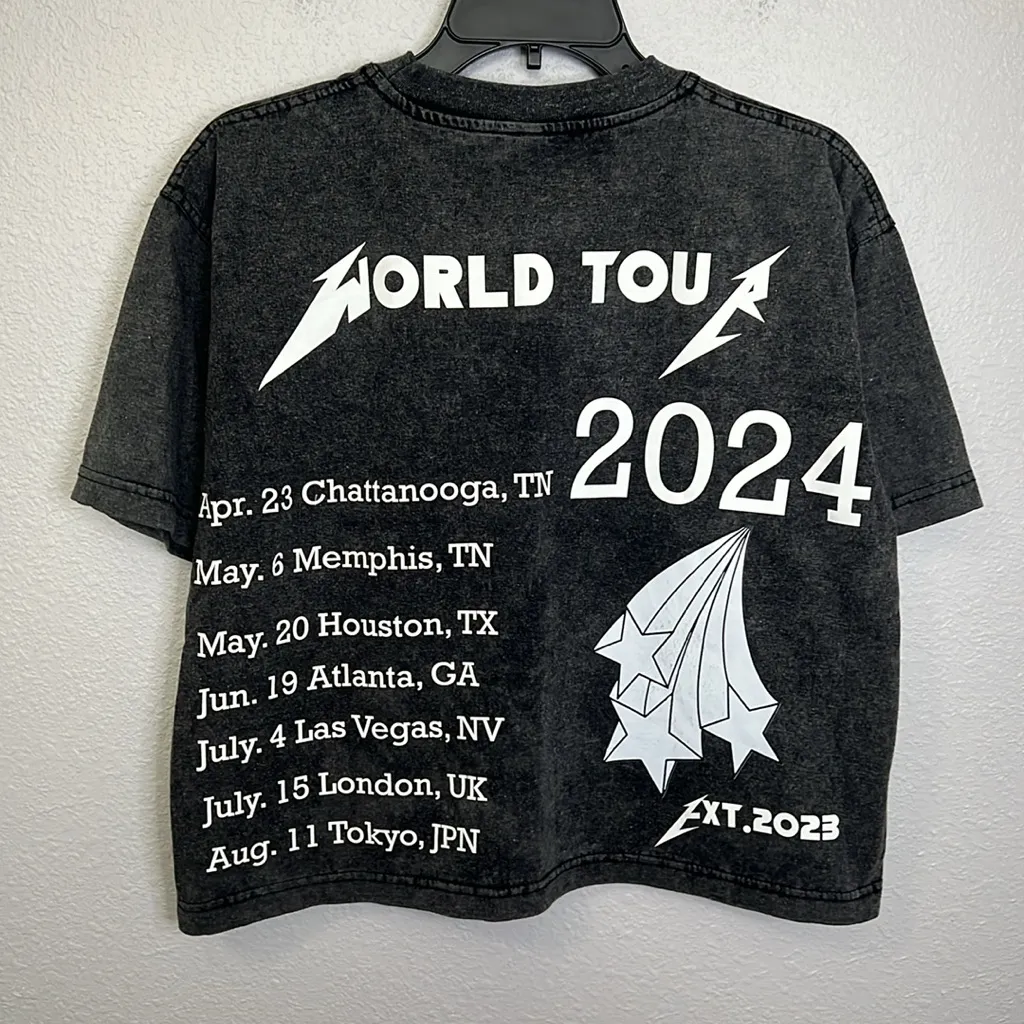 Amani Rose 2024 Acid Wash Tour Graphic Cropped TShirt Size XS Gray - Image 3