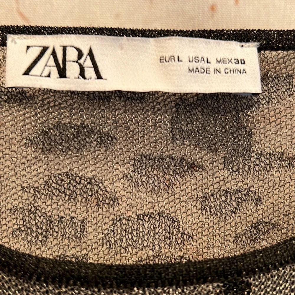 Zara Mesh leopard print sheer pullover Large cinched waist crew neck sweater - Image 3