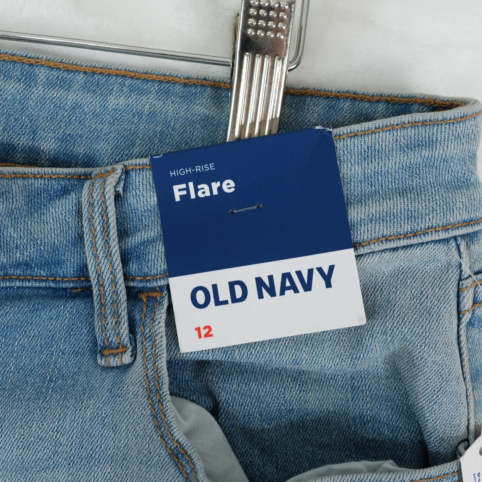 Old Navy Jeans Womens 12 Light Wash Denim High Rise Flare Stretch Y2K Casual - Image 7