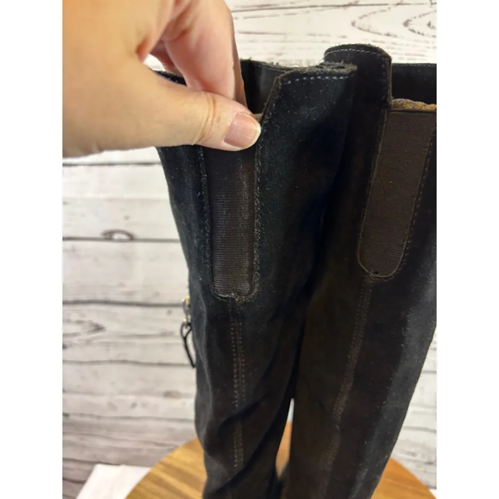 Women's White Mountain Black Suede Over the Knee Boots 8.5 - Image 6