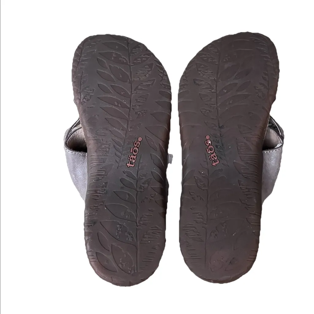 Taos The Perfect Sandal Women’s 9 Brown Leather Toe Loop Comfort Slide Shoes - Image 8