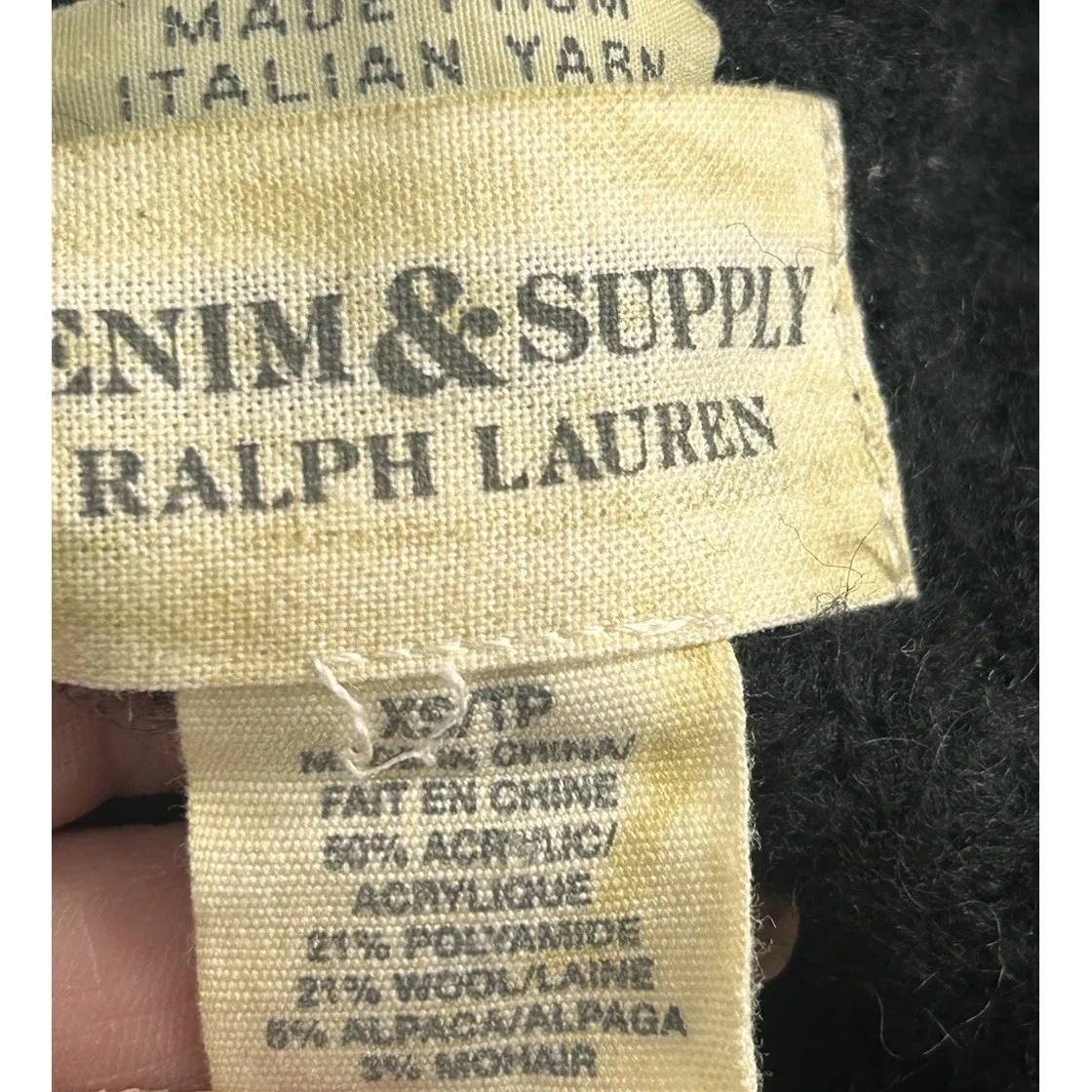 DENIM SUPPLY RALPH LAUREN Black Lagenlook Wool Alpaca Knit Oversized Sweater  XS - Image 4