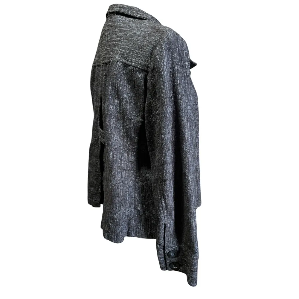 J Jill Blazer Jacket Dark‎ Blue Black Woven Office Career Corporate Mature Thick Size M - Image 3