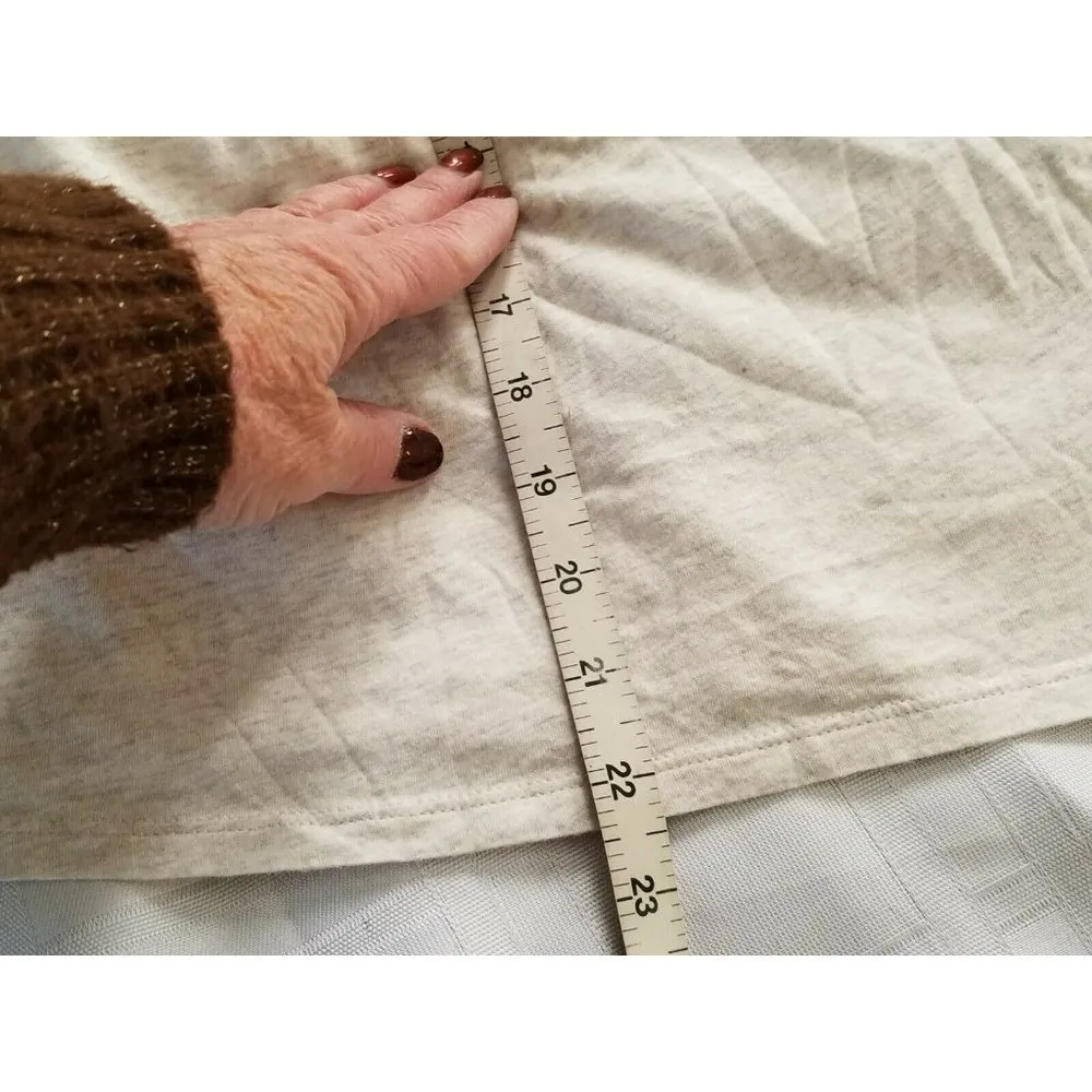 GAP Women’s Cotton Top Crochet Yoke &Cap-Sleeve Heather Oatmeal/White Size XS - Image 4