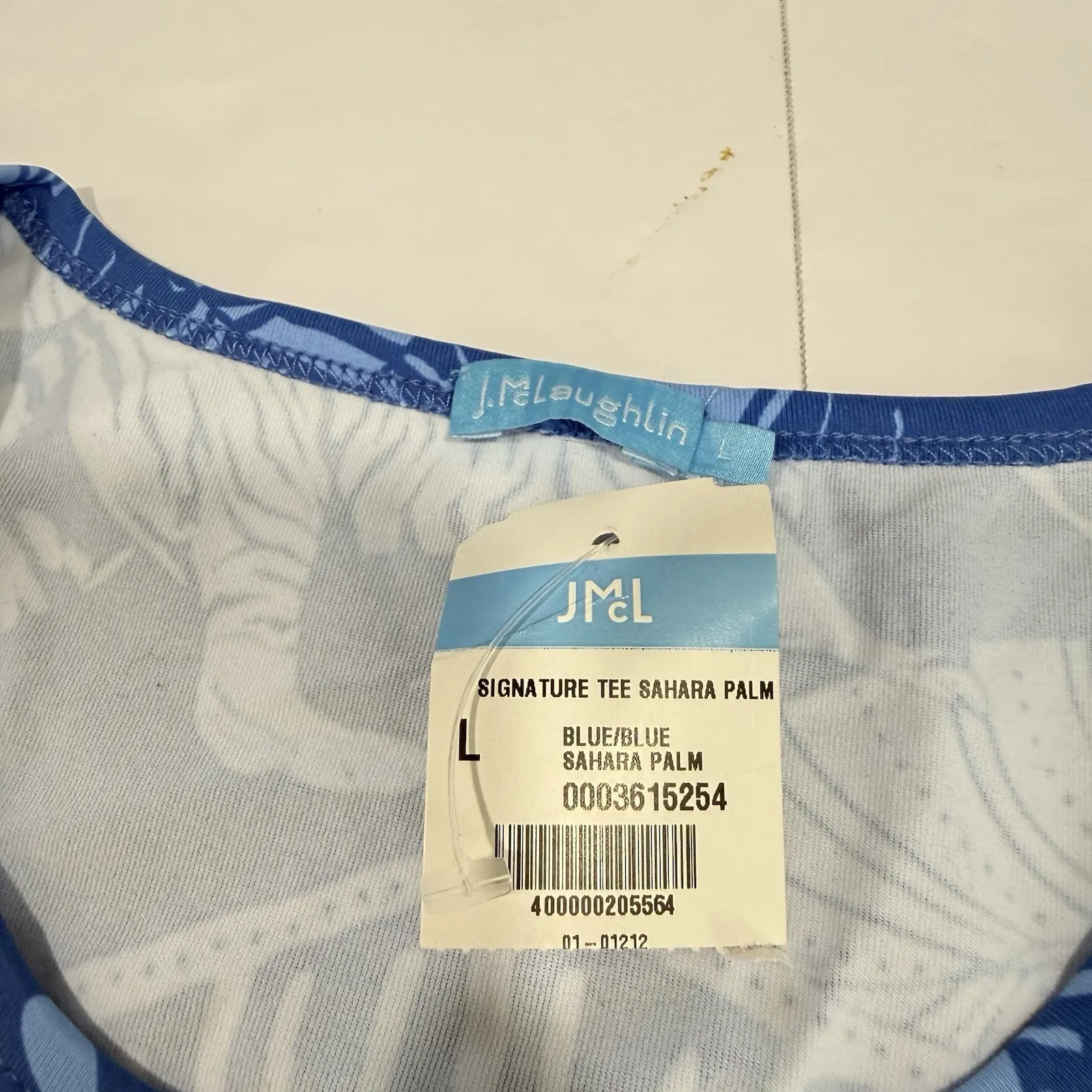 NWT J McLaughlin Blue Sahara Palm Catalina Cloth Signature Tee Size LARGE - Image 9