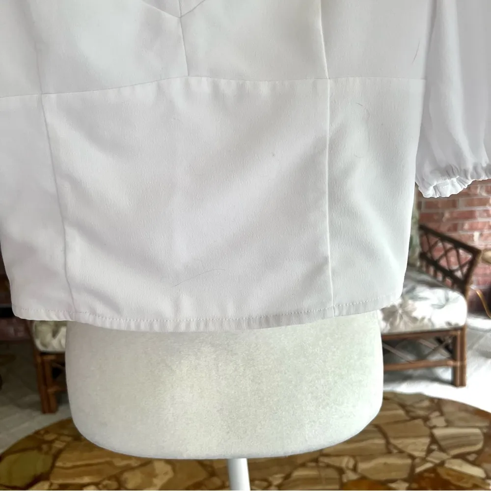 Abercrombie & Fitch Top Puff Sleeve White Crop S Boho Peasant Milkmaid Concert - Image 8