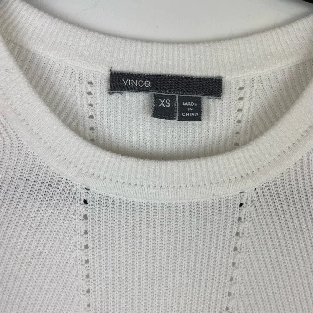 Vince Womens Sz XS White Viscose Sweater Ribbed Perforated Cut Out Side Zip - Image 5