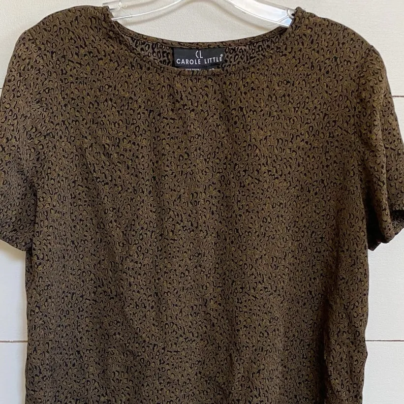 Carole Little Women's Brown & Black Animal Print Dressy Blouse 12‎ - Image 4