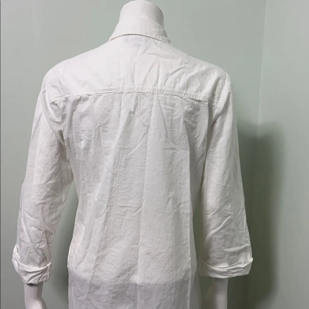 Tommy Bahama Crinkle Cotton Point Collar Long Roll-Tab Sleeve Boyfriend Shirt SM - Image 10
