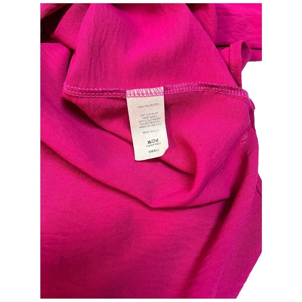 Entro Boutique Short Rolled Sleeve V Neck Floaty Split Side Popover Pink S - Image 11