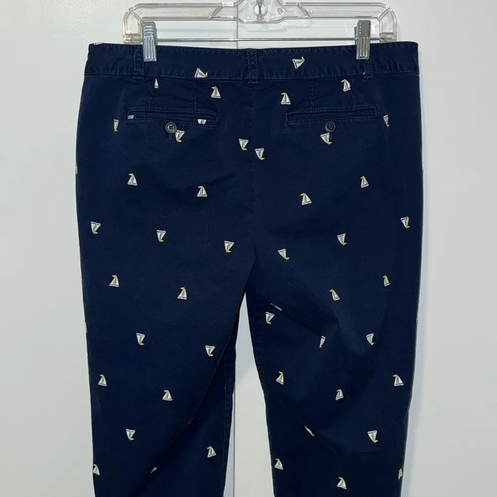 Talbots Weekend Chino Capri Pant Navy Sailboat Embroidery Nautical Women’s 12 P - Image 5