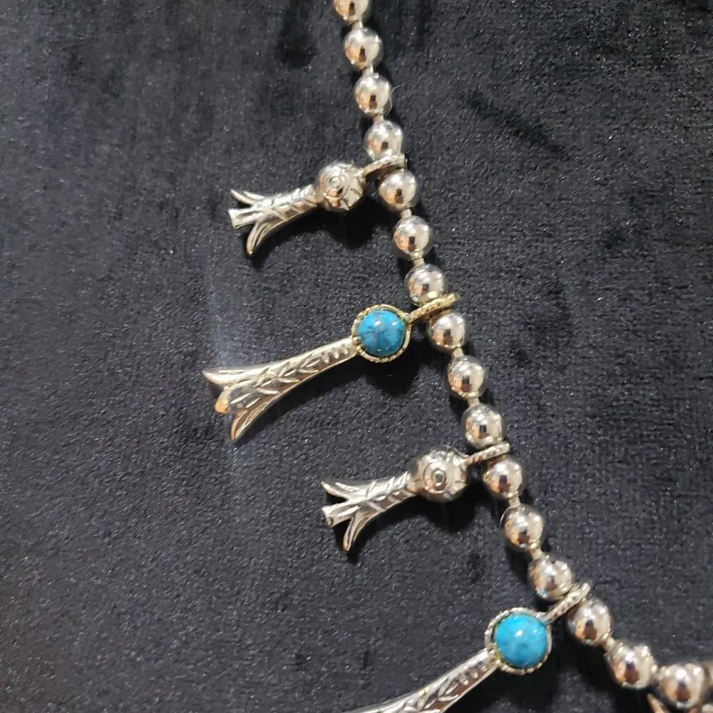 Womens Silver Tone Blue Turquoise Statement Large Collar Necklace - Image 4