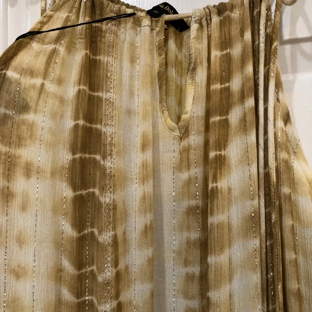 NEW SPIAGGIA DOLCE Tiered Gold Thread Flowing Beach Coverup - Image 4