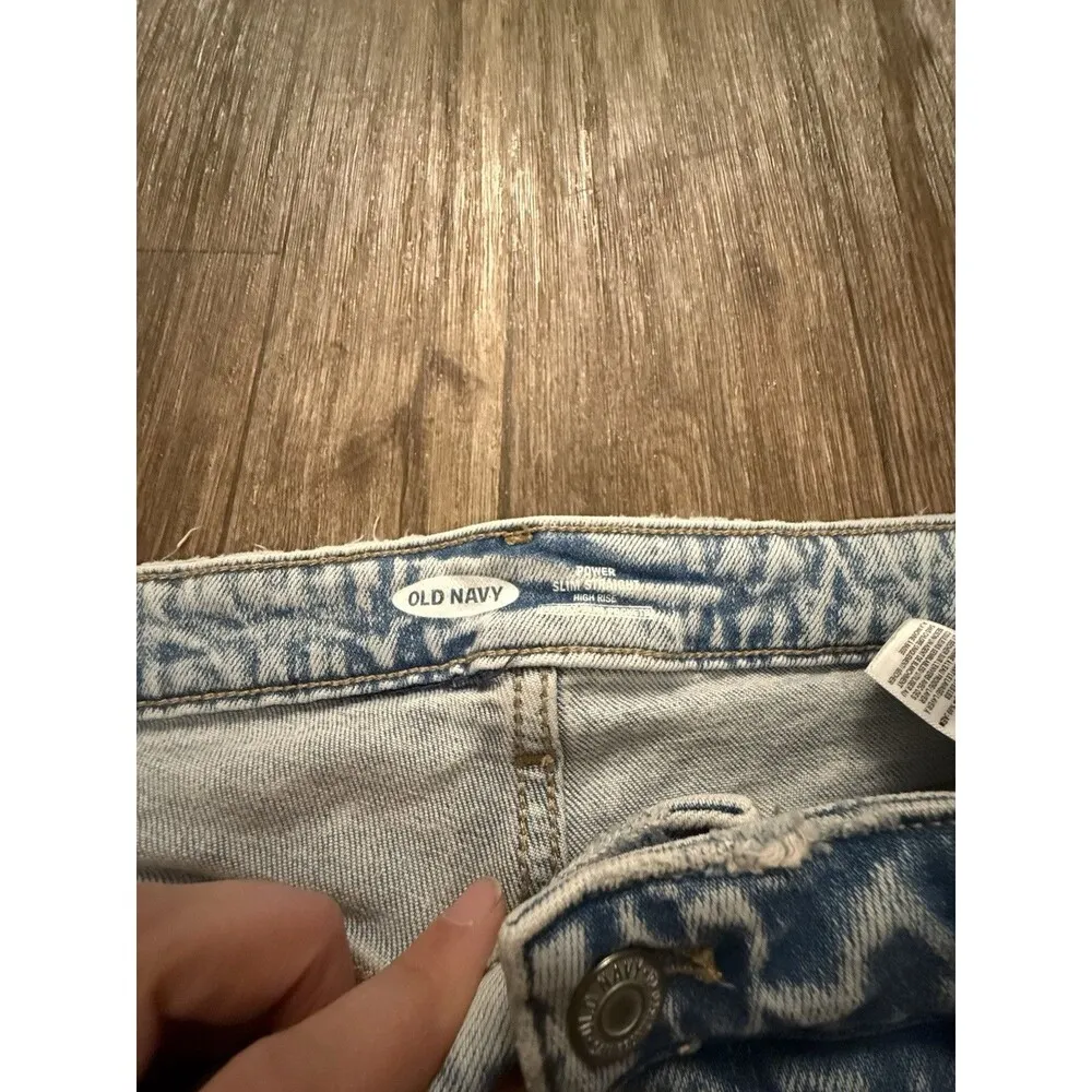 Old Navy Ankle Jeans Womens Size 12 The Power Jean High-Rise Straight Blue Denim - Image 9