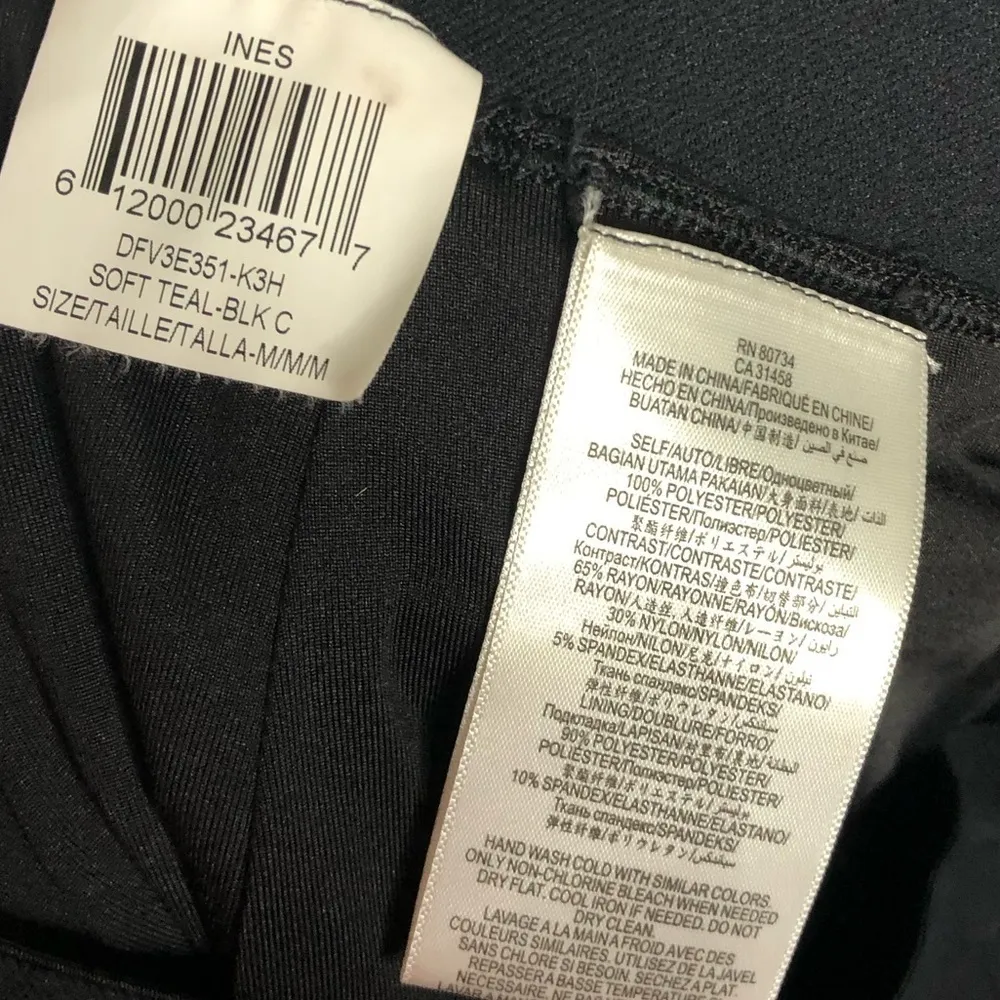 BCBGMaxAzria Ines Black & Teal Faux Fur Back Zip Pencil Skirt S - Image 6