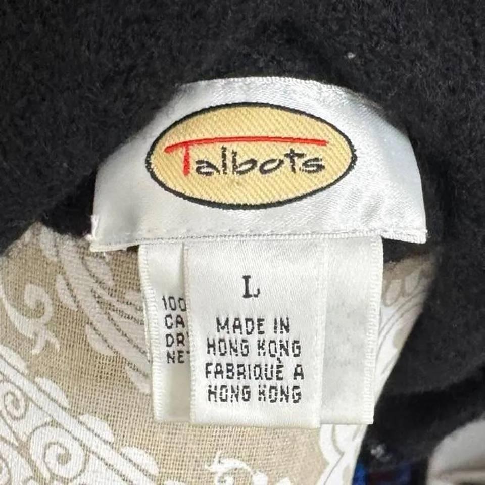 Talbots 100% Wool Black Full Zip Cozy Fall Winter Sweater Size Large Basic - Image 5