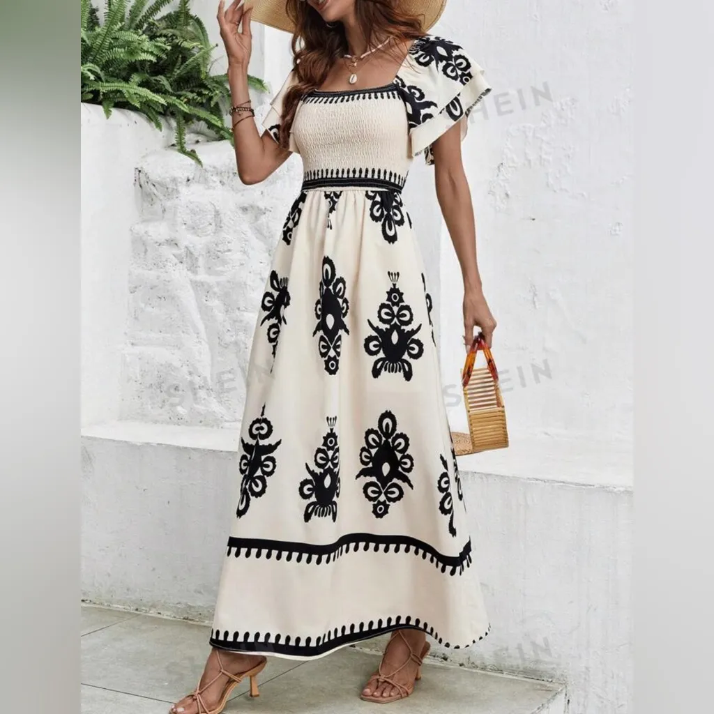 Clasi holiday & leisure Bohemian print waist drawstring dress - Image 3