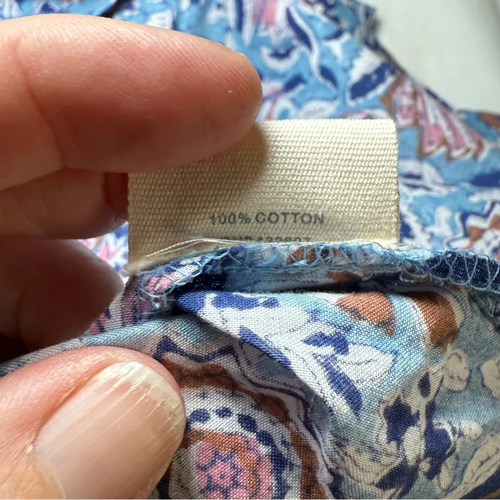 NWT Pomegranate Blue Floral Shifty Shirt Dress Cotton Maxi Belt Button Size XL - Image 10