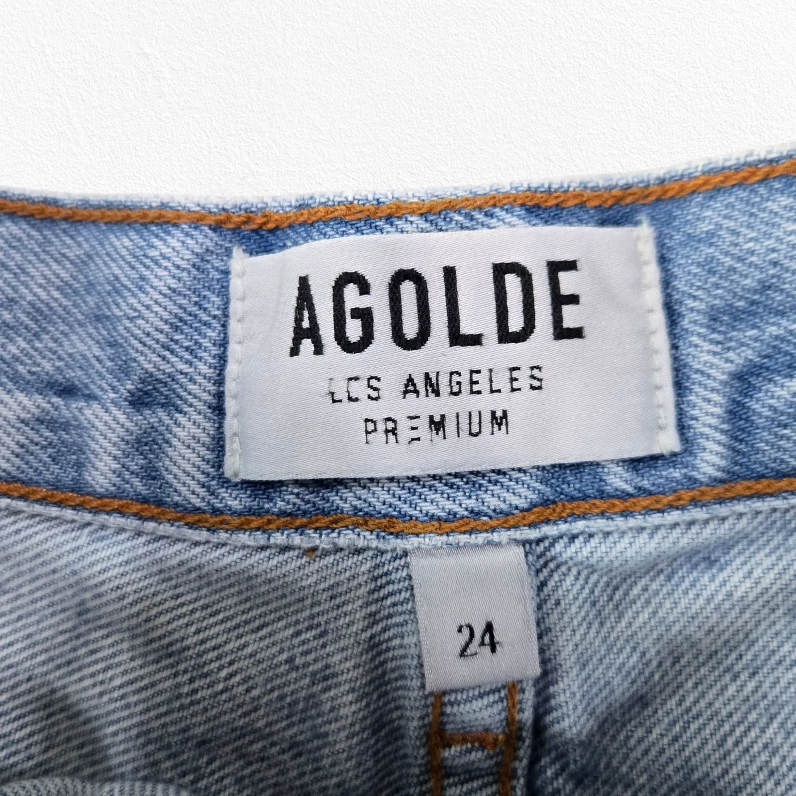 AGOLDE Parker Cutoff Shorts High Rise Distressed Light Wash Denim Shorts Size 24 - Image 5