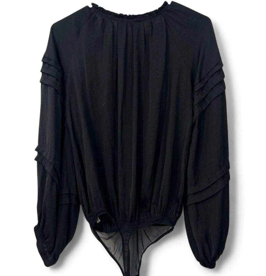 Free People Intimately | XS | All Tucks Blousy Black Thong Bodysuit OB1089527 - Image 8