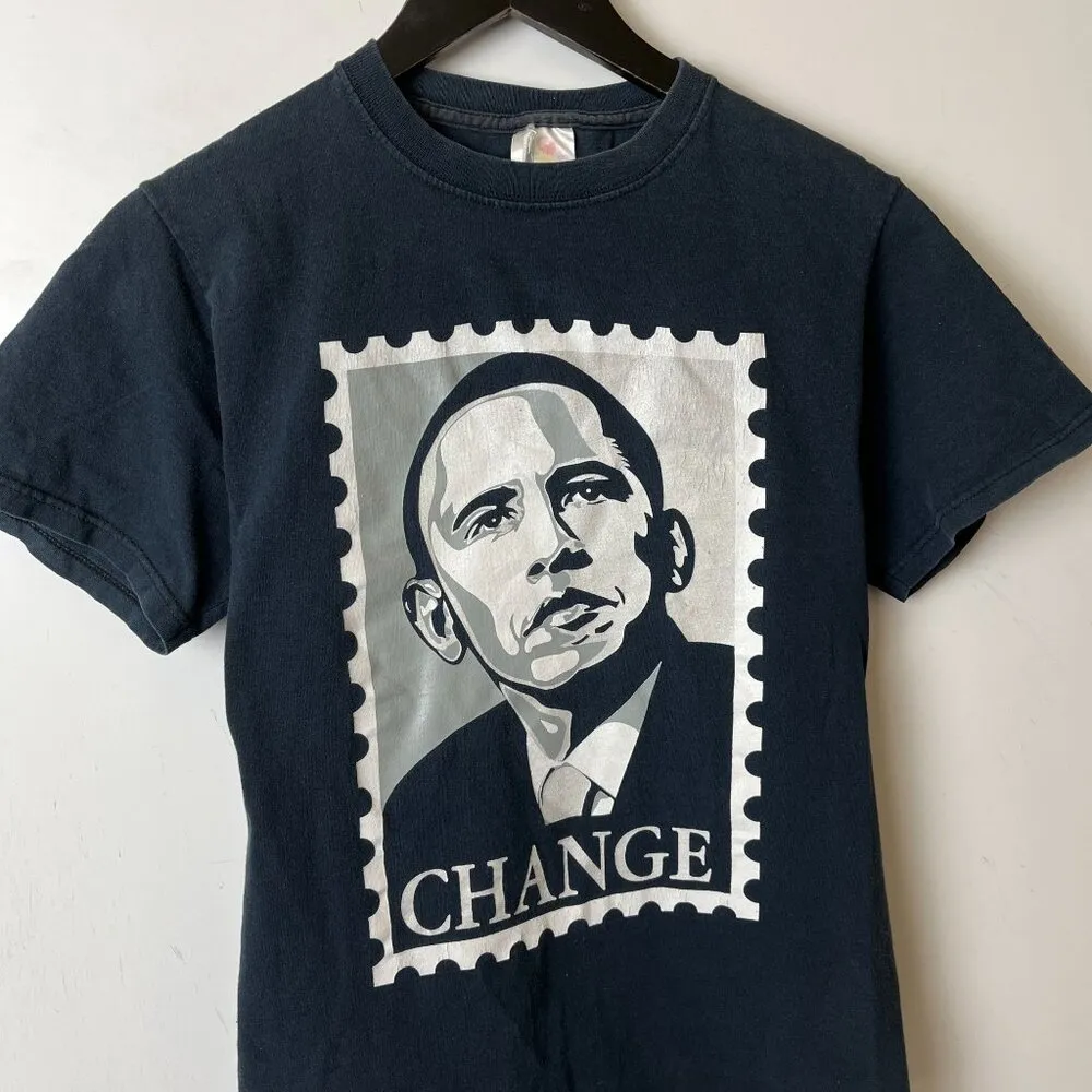 2008 Vintage Y2K Obama T Shirt Gray Small S President Graphic Rap Tee Cotton - Image 10