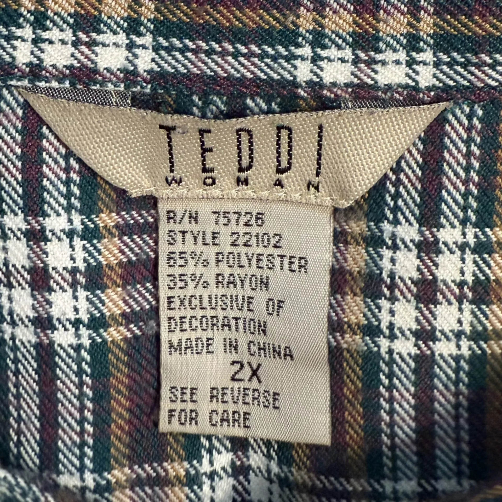 Teddi Multicolor Plaid Shirt With Fall Embroidery Size 2X - Image 4
