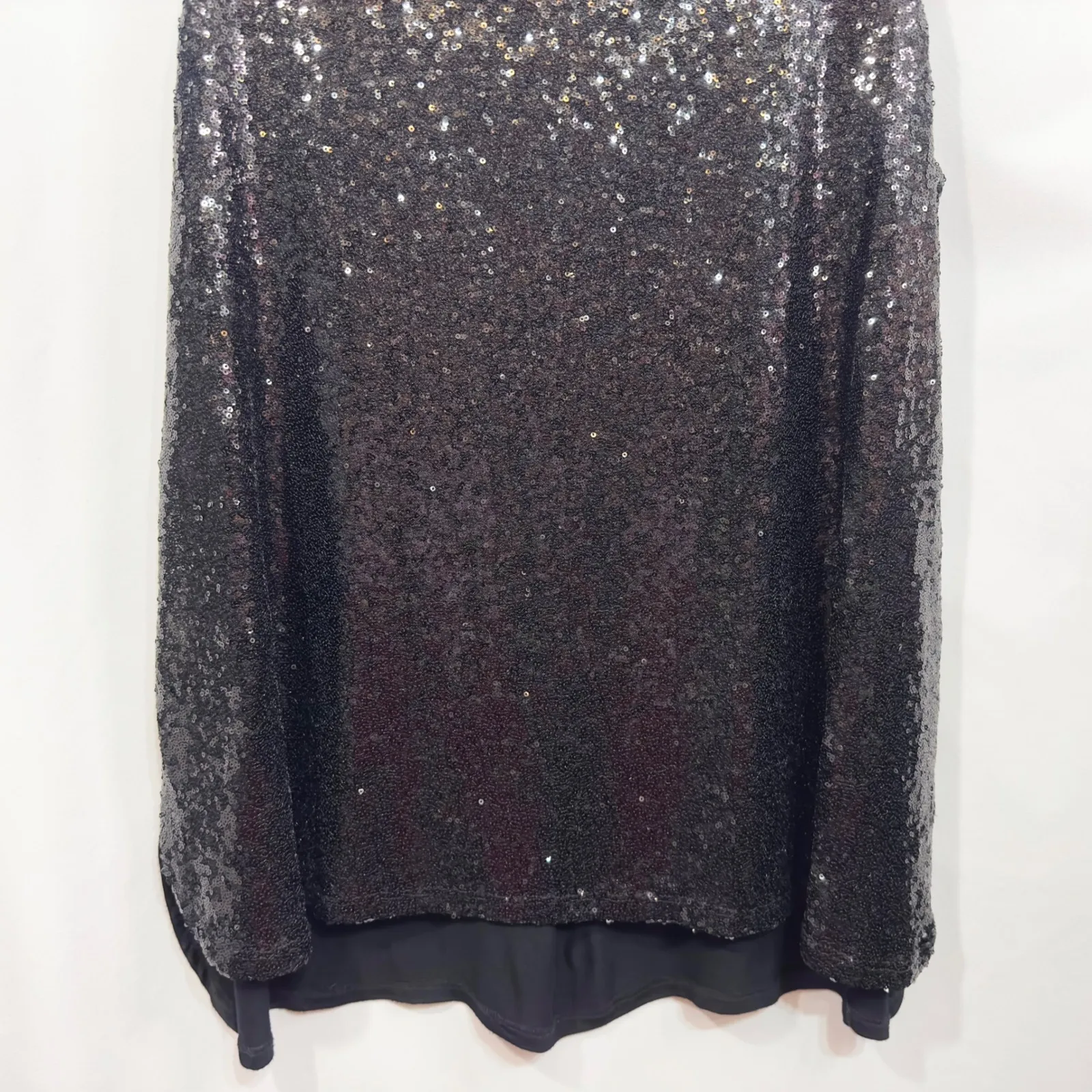 Sequin Tank‎ Top Plus Size 2X Sleeveless Party Sparkle Blouse Solid Black 638 - Image 4