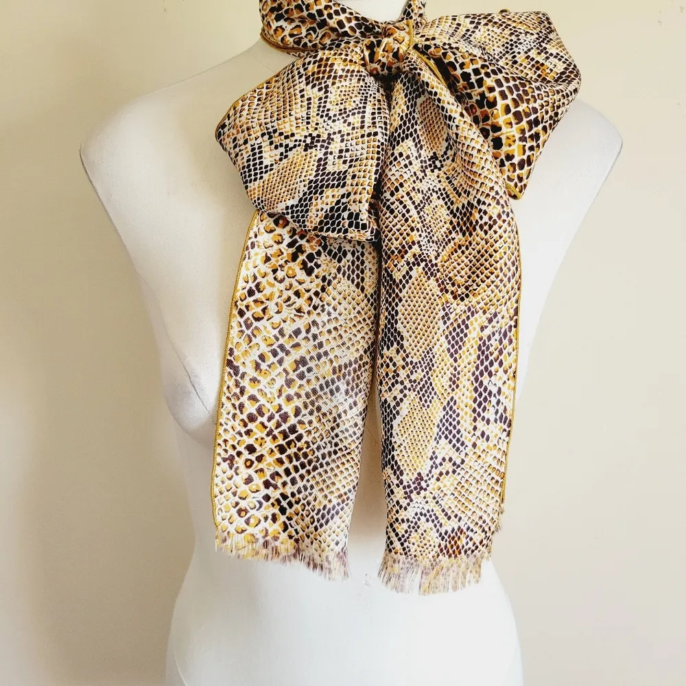 Reptile print poly raw edge rectangle scarf - Image 7