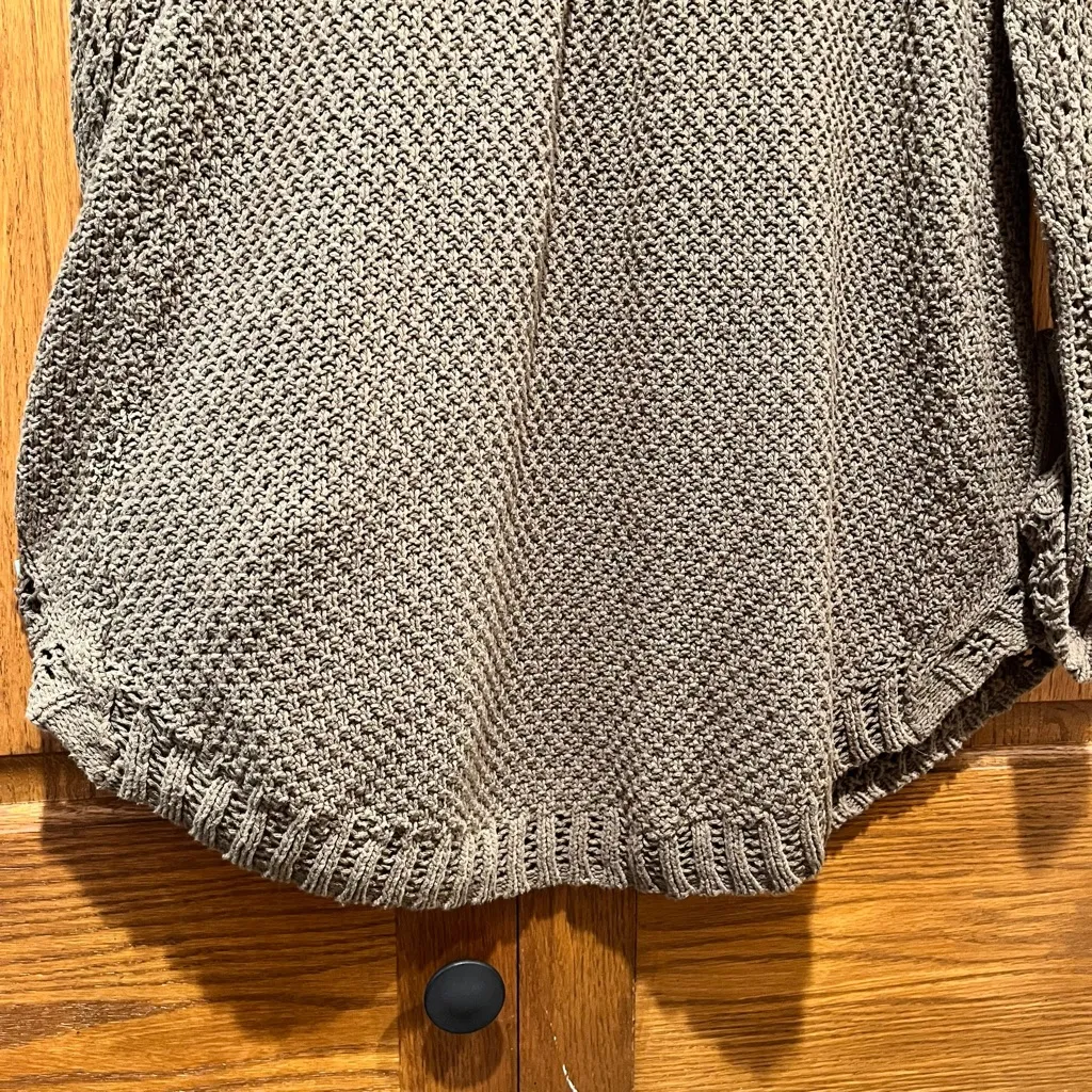 Angel Of The North Mossy Green Loose Knit Cotton Blend Cardigan - Image 10